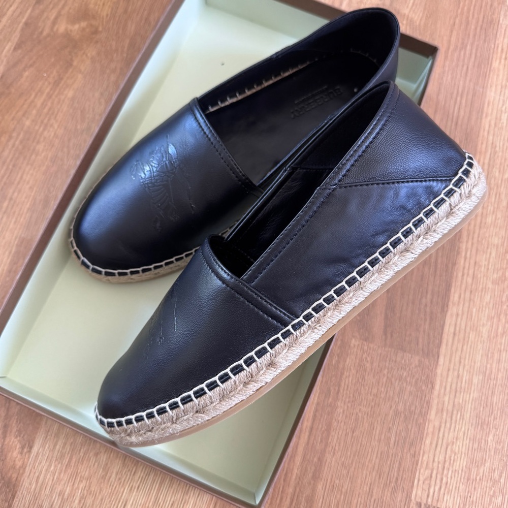 BURBERRY Men’s Leather EKD Motif Espadrille Black Size 41 - Picture 3 of 14
